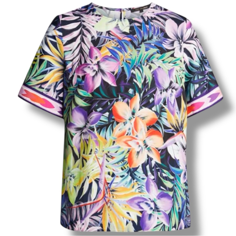 Kobi Halperin Cara NWT Tropical Floral Short Sleeve Blouse Black Floral